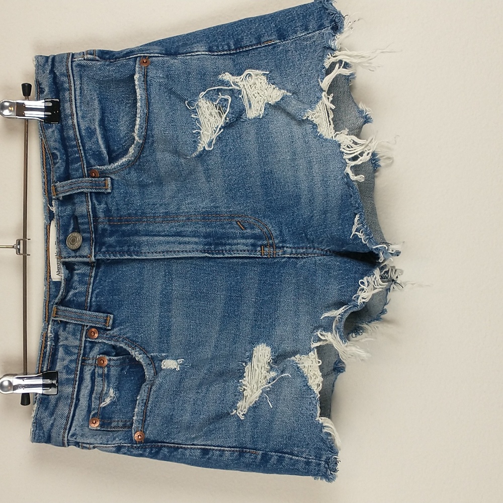 Abercrombie & Fitch Light Blue Ripped Jean Shorts